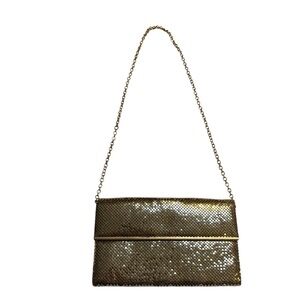Whiting & Davis Bag Vintage Metallic Gold Chainmail Clutch Gold Chain Strap